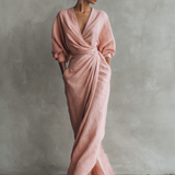 Rose Linen V-Neck Maxi Dress