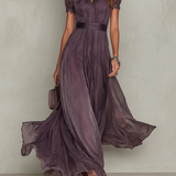 Vivienne | Lace Trim Chiffon Maxi Dress