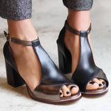 Nadaria - Black High-Heel Sandals with Patchwork Open Toe